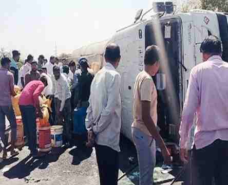 Diesel tanker overturns, rush for diesel