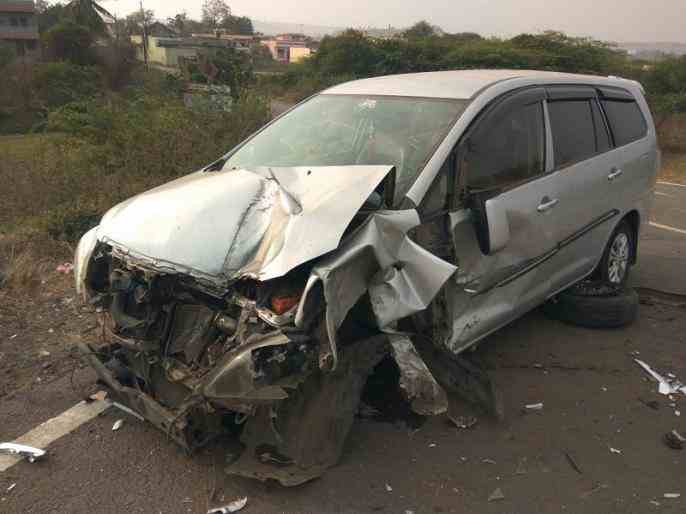 Ahmednagar Zilla Parishad CEO injured in car-JCB Accident 