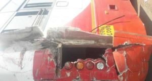 Shrigonda truck hit the bus from behind rescuing 34 passengers