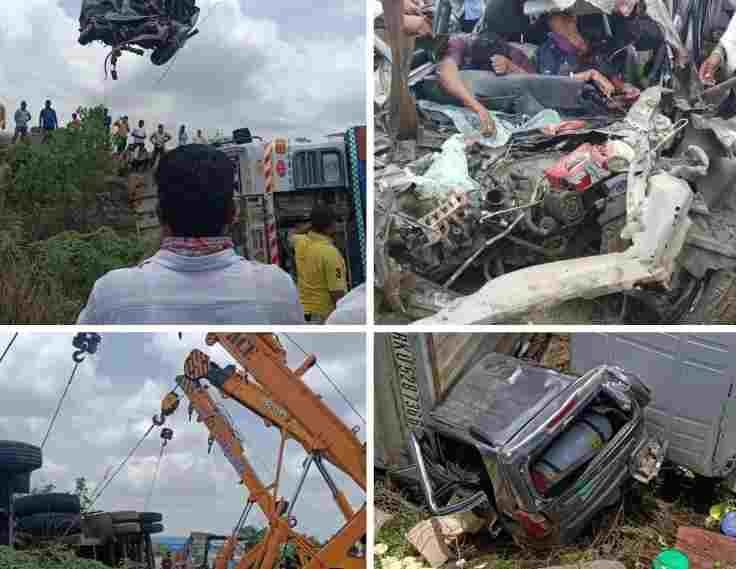 Ahmednagar Accident container and car two death