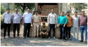 Sangamner Velhale Shivara, a container carrying illegal liquor was caught