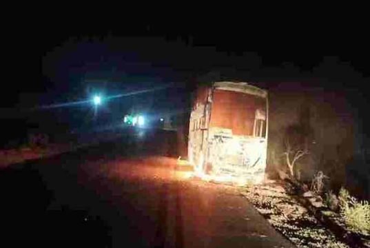 Pathardi burning bus caught fire