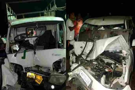 Two killed, 11 injured in car-tempo collision Accident