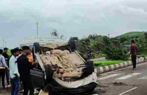Car two-wheeler accident on Nashik Pune highway