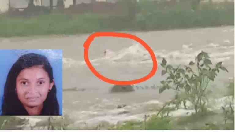 young woman was washed away with a scooty in the flood, she died