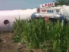 HP Gas Tanker Overturned Accident