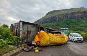 Truck overturned accident on Pune Nashik highway