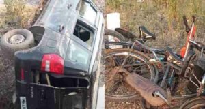 Accident Five cyclists on their way to Shirdi were crushed by a jeep, two killed