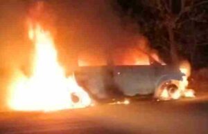 Burning Car, a car of devotees caught fire suddenly while on its way to Shirdi