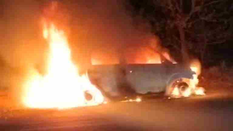 Burning Car, a car of devotees caught fire suddenly while on its way to Shirdi