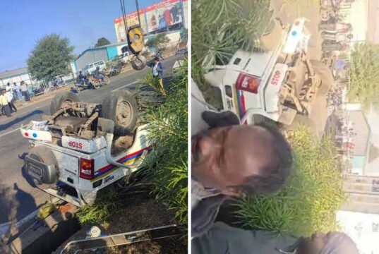 accident Nashik police car overturned three times on the highway