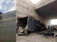 accident on Samruddhi highway after truck fell from bridge, driver died on the spot