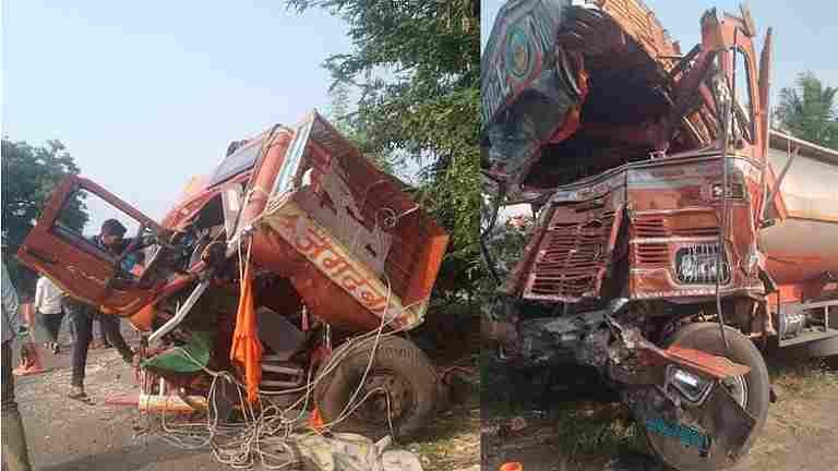 Truck-milk tanker head-on collision in Ghat; Both drivers died on the spot Accident