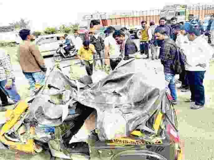 woman was crushed to death by a rickshaw when a container overturned on the Nashik-Pune Highway Accident