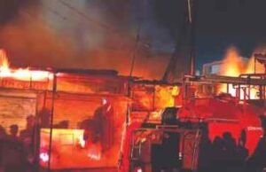 14 shops were gutted in the fire due to short circuit