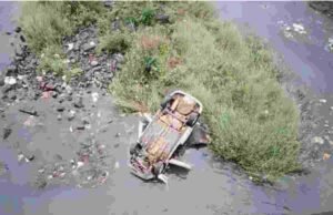 car broke off the embankment of the bridge and plunged directly into the river, killing one