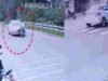 couple on a bike was thrown into the air by a speeding car
