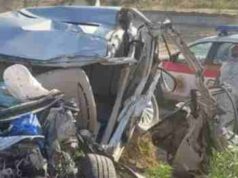 Tempo and car collide in horrific accident, woman killed