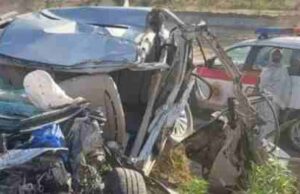 Tempo and car collide in horrific accident, woman killed