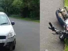 Two killed after motorcycle skids and is run over by car