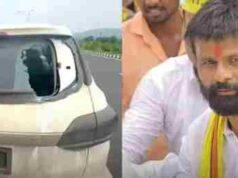 Attack on Lakshman Hake's car Stones pelted