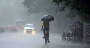 Thunderstorm accompanied with lightning, light rainfall