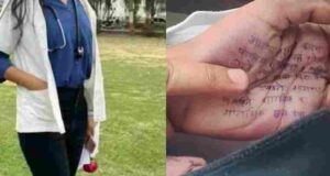 female doctor commits suicide by writing a suicide note on her hand